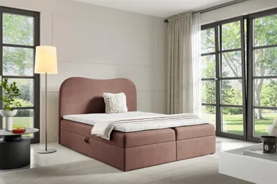 Produktbild von Boxspringbett Schlafzimmerbett DARLIN 180x200cm Stoff Gerra Altrosa