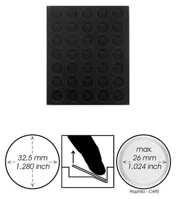 Produktbild von Prophila Collection schwarze Veloureinlage für Münzbox, 35 runde Fächer für Münzen bis 32,5mm (10-/20-Euro-Gedenkmünzen)