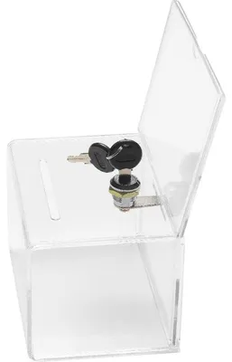 Productafbeelding van Suggestie-/donatiebox met informatiebord, 16,3x20,3x13,5 cm, transparant, met slot