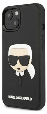 Produktbild von Karl Lagerfeld Hard Cover 3D Rubber Karl Head Black, für iPhone 13 Mini, KLHCP13SKH3DBK
