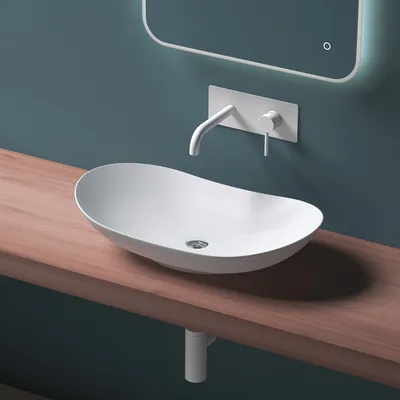 Produktbild von Mai & Mai Waschbecken Aufsatzwaschbecken Brüssel858 Waschschale Waschbecken in Weiß matt aus Keramik inkl. Nano-Versiegelung