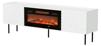 Produktbild von MIRJAN24 TV-Lowboard Lucca 180 2D mit Kamin, RTV Schrank mit zwei Drehtüren, TV-Schranke, Wohnzimmer (Farbe: Weiß)