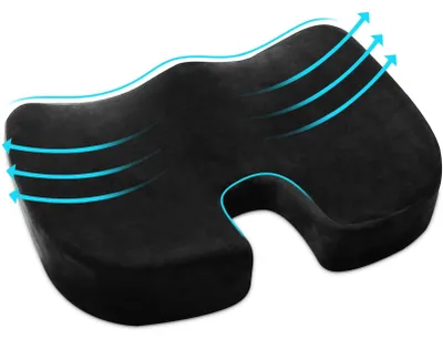 Produktbild von Sitzkissen aus Memory-Schaum, orthopädisches Steißbeinkissen, ergonomisches Sitzkissen für Bürostuhl, Auto, Rollstuhl, U-förmiges Design, schmerzlindernd, erhöht den Sitzkomfort