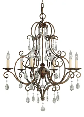 Zdjęcie produktu dla Żyrandol Chateau kawowy 6xE14x60W kryształ wym:242,9x63,8x63,8cm IP20 Feiss