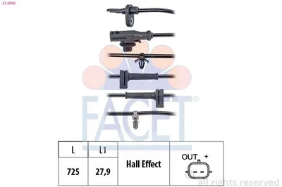 Produktbild von FACET ABS Sensor Raddrehzahl für FORD Fiesta Mk6 Schrägheck (JA8, JR8) 21.0095