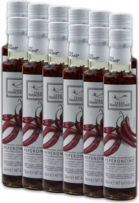 Produktbild von Food-United Chili-Öl 6x 250ml von TERRE FRANCESCANE Extra Natives Olivenöl mit Chili-Schoten Premium-Dressing-Öl aus Italien für Feinschmecker-innen und die mediterrane Küche