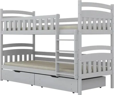 Zdjęcie produktu dla Łóżko piętrowe JULITA 180x90 białe drewniane z szufladami