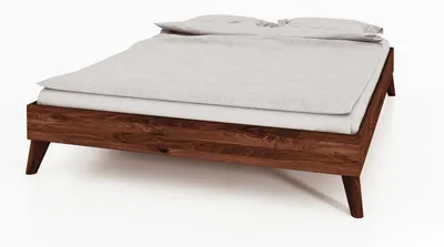 Bett Gerg 3 aus Wildeiche massiv choco 140x200 cm ohne Kopfteil mit Holzbeinen