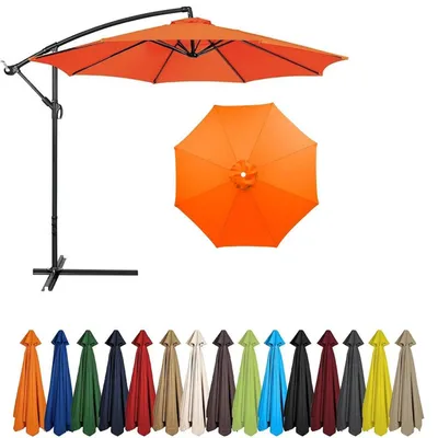 Image de Housse de remplacement pour parasol, couleur orange, 2,7 mètres, 8 baleines, protection UV, imperméable, en polyester