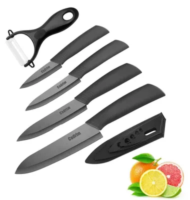 Produktbild von Keramikmesser Set 5-teilig mit Klingenschutz Schwarz