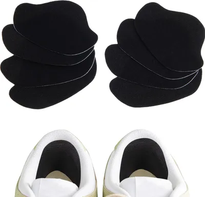 Produktbild von 8 Stück Schwarz Fersenpolster, Fersenschutz Absatzschoner Fersenpolster Selbstklebender Schuheinlagen, Fersenkissen für Schuhe, Gegen Blasen und Reibung für Besseren Schuh Passend Komfort