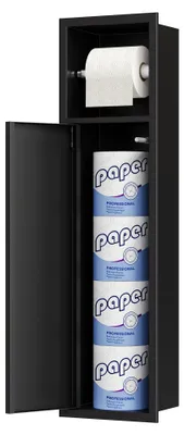 Einbau-Toiletpapierhalter, 304 Edelstahl, 66x18x15 cm, Schwarz