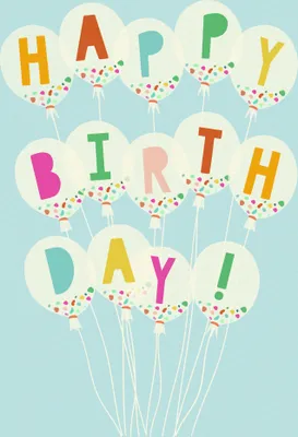 Produktbild von Geburtstag Karte mit Briefumschlag Luftballons mit Buchstaben, Happy Birtday!