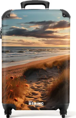 Produktbild von NoBoringSuitcases.com® Koffer Handgepäck Trolley Rollkoffer Kleine Reisekoffer mit 4 Rollen - Strand mit Strandhafer - Cabin Size < 55x40x23 cm & 55x40x20 cm - Fotokoffer - Kabinenkoffer - BoardgepäckHandgepäck Koffer 55x35x20 cm, 36L,
