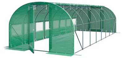 Immagine prodotto di Serra Tunnel TOOLPORT con porta a battente, 3x8m telo in PE 180g/m² verde trasparente