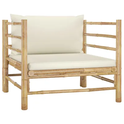 Immagine prodotto di Divano da giardino con cuscini in bambù bianco crema
