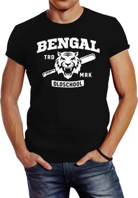 Produktbild von Herren T-Shirt Bengal Tiger Baseball Sport USA Fashion Streetstyle Neverless® schwarz XL