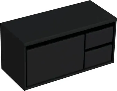 Produktbild von Sanox Waschtischunterschrank Loft BxHxT 100,2 x 48 x 45 cm Frontfarbe schwarz matt mit Waschtischplatte 2 Schubkästen re