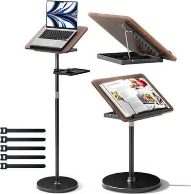Obrázek produktu pro Nastavitelný stojan na knihy 2 v 1 černý, stojan na notebook a tablet 132 cm