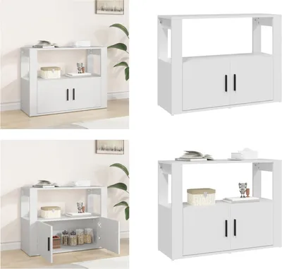 Zdjęcie produktu dla vidaXL Kredens biały 80x30x60 cm Materiał drewnopochodny - Kredens - Kredensy - Kredens - Szafka do przechowywania