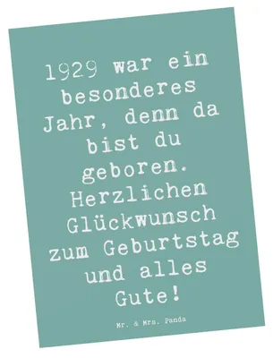 Produktbild von Mr. & Mrs. Panda Grußkarte Spruch 1929 Geburtstag - Meeresbrise - Geschenk, Ansichtskarte, Ansichtskarten, Postkarten, Geburtstagsgeschenk, Geburtstagsgrüße, Fotokarte