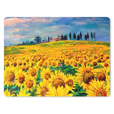 Produktbild von MuchoWow® Mauspad Mousepad Gemälde - Sonnenblume - Ölfarbe - Blumen 23x19 cm - Mousepads - Maus Mat - Pad - Mausunterlage - Schreibtischunterlage - Mauspad