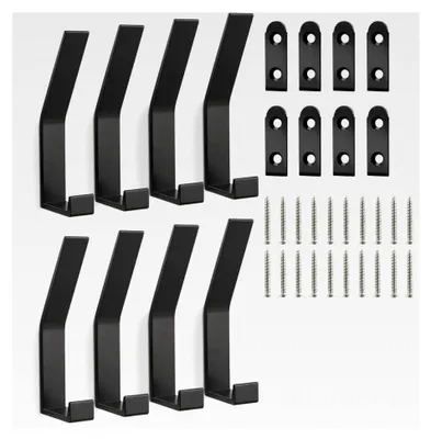Produktbild von Kleiderhaken Wand Garderobenhaken Schwarz 8 Stück, Moderne Garderobenleiste Wand Handtuchhaken zum Bohren für Jacken Mäntel Schals Handtaschen