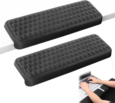 Productafbeelding van Bureau - 2-delige set polssteun - Traagschuim - Polssteun - Polssteun - Toetsenbord voor tafel of bureau - Rand - Kantoor - Gaming - 30 x 10 cm
