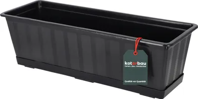 Produktbild von KOTARBAU® Blumenkasten Blumentopf für Balkon 50x18x14cm Anthrazit Balkonkasten Balkongeländer Pflanzkasten mit Untersetzer aus Kunststoff Rechteckig