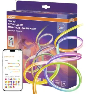 Produktbild von Osram Smart+ WiFi Neon Flex RGBW LED Strip 21W 2500 lm 3000 K 5 m mit Fernbedienung