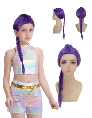 Productafbeelding van Paars Cosplay Peruk voor Kinderen - Lange Vlechten