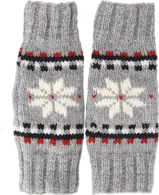 Produktbild von Handgestrickte Wollstulpen aus Nepal, Gestrickte Beinstulpen aus Schurwolle - Grau, Uni, Wolle,Wolle,Polyester, 30*13 cm, Socken & Beinstulpen