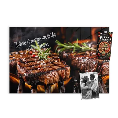 Produktbild von Magnettafel 60x40cm Pinnwand Whiteboard beschreibbar - Gegrillte Steaks