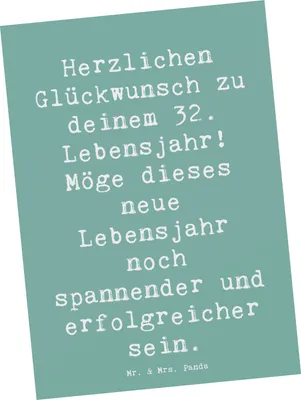Produktbild von Mr. & Mrs. Panda Postkarte Spruch 32. Geburtstag - Meeresbrise - Geschenk, Fotokarte, neues Lebensjahr, besondere Botschaft, Zuversicht, Glückwunsch, Ansichtskarten