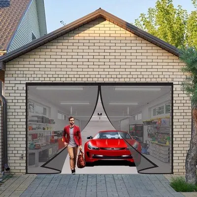 Produktbild von Magnetische Fliegengittertür - Einfache Montage ohne Bohren - 95x225cm - Schwarz