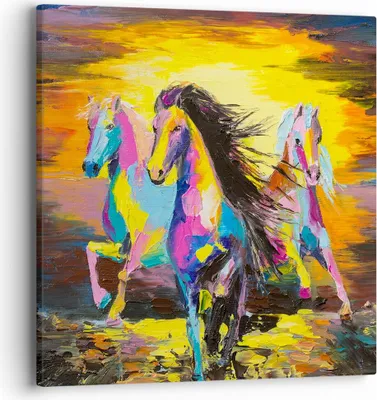 Produktbild von Bild auf Leinwand - Leinwandbild - Pferd Natur Tier - 40x40cm - Wand Bild - Wanddeko - Wandbilder - Leinwanddruck - Bilder - Kunstdruck - Wanddekoration - Leinwand bilder - Wandkunst - AC40x40-3433