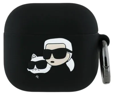 Immagine prodotto di Karl Lagerfeld Kla4Runkchk Airpods 4 Cover Nero/Nero Silicone Karl&Chaupette Testa 3D