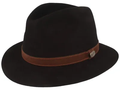 Borsalino feiner Hasenhaarhut Rustico Traveller mit Lederband in schwarz