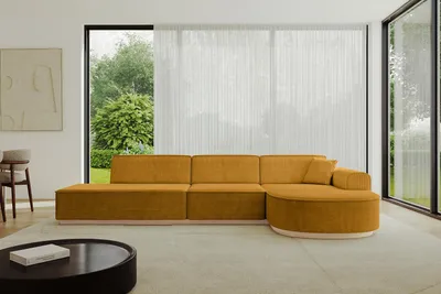 Produktbild von ALTDECOR Ecksofa in L-Form ARRIO-L2 - 328x171x83 cm Senfgelb - Corner Sofa Bett Eckcouch Couch Wohnlandschaft Cauchsofa