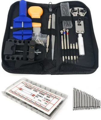 Produktbild von Mega Uhrmacherwerkzeug Set + Federstege 9-25mm Reparaturset Uhren Werkzeug Neu