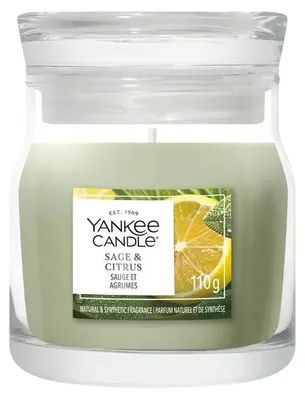 Imagen del producto de Vela Yankee Candle, aroma "Sage & Citrus", redonda, color verde claro, 1 unidad