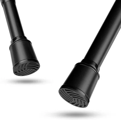 Imagen del producto de Barra para cortina de ducha sin necesidad de taladrar, color negro, telescópica, longitud ajustable de 170 a 220 cm, diámetro de 32 mm