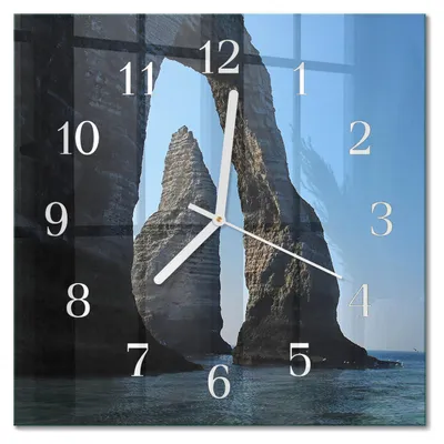 Produktbild von Tulup Glasuhr Wanduhr Küchenuhr Echt-Glas 30x30 cm Modern Dekorativ Geräuschlos Weiße Zeiger - Stein