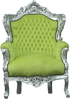 Produktbild von Casa Padrino Barock Sessel King Jadegrün / Silber 85 x 85 x H. 120 cm - Luxus Antik Stil Möbel