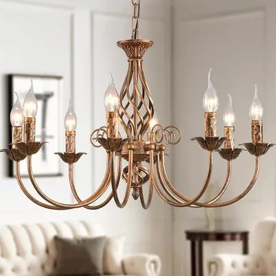 Image de 8 appliques murales de style français, lustre en bronze, suspension métallique, suspension pour cuisine ouverte, style rustique, idéale pour salle à manger, entrée