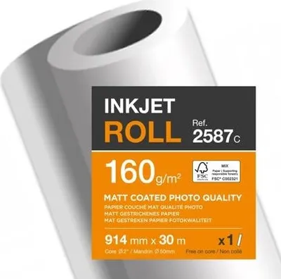 Productafbeelding van Clairefontaine 2587C, inkjet-plotterrol, (breedte) 914 mm x (lengte) 30 m