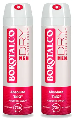 Obrázek produktu pro 2 x Deodorant ve spreji Borotalco Men Amber - 150 ml - Výhodná balení - 2 kusy