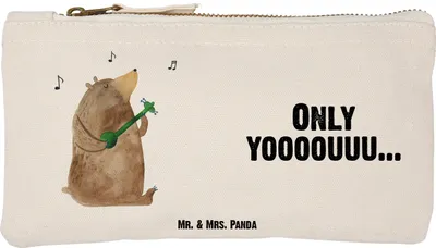 Produktbild von Mr. & Mrs. Panda kosmetiktäschchen Bär Gitarre Größe S Klein - Weiß - Geschenk, Federtasche, beauty case, Etui, Mäppchen, Pouch, Teddy