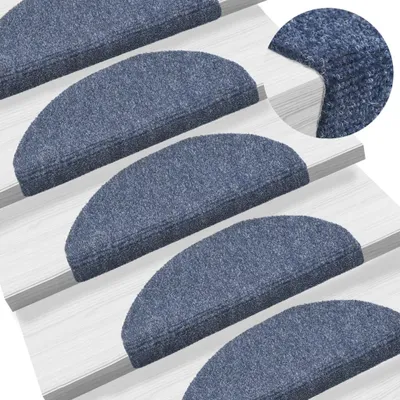 Produktbild von The Living Store 15-tlg Selbstklebende Treppenmatten Nadelvlies 65x21x4cm Blau