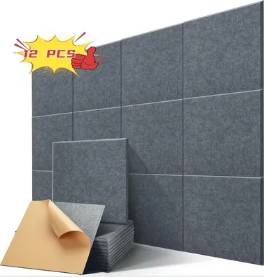 Produktbild von Akustikplatte 12 Stück Akustikplatten Selbstklebend, Hohe Dichte Wandpaneel, 30*30cm,Schalldichte Wandpaneele ,dunkelgrau
